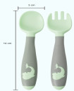 Baby Twist Spoon Fork Set with Travel Case Easy Grip Bendable Toddler Training Set Mint Green